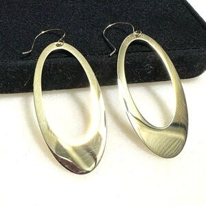 14k Solid Yellow Gold Cutout Hoop Dangle French Hook Earrings 1.87g